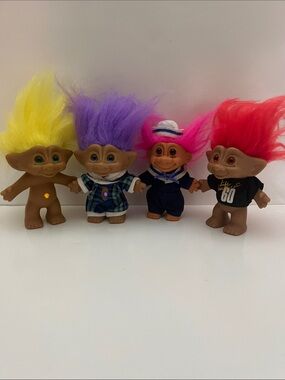VINTAGE Russ Berrie Sailor Troll Dolls, Lot of 4 misc, 60th birthday